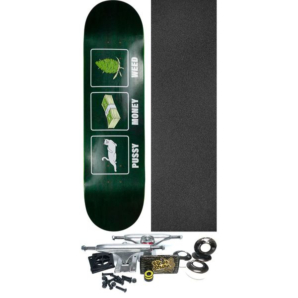Rip N Dip Pussy Money Weed Teal Skateboard Deck - 8" x 31.75" - Complete Skateboard Bundle